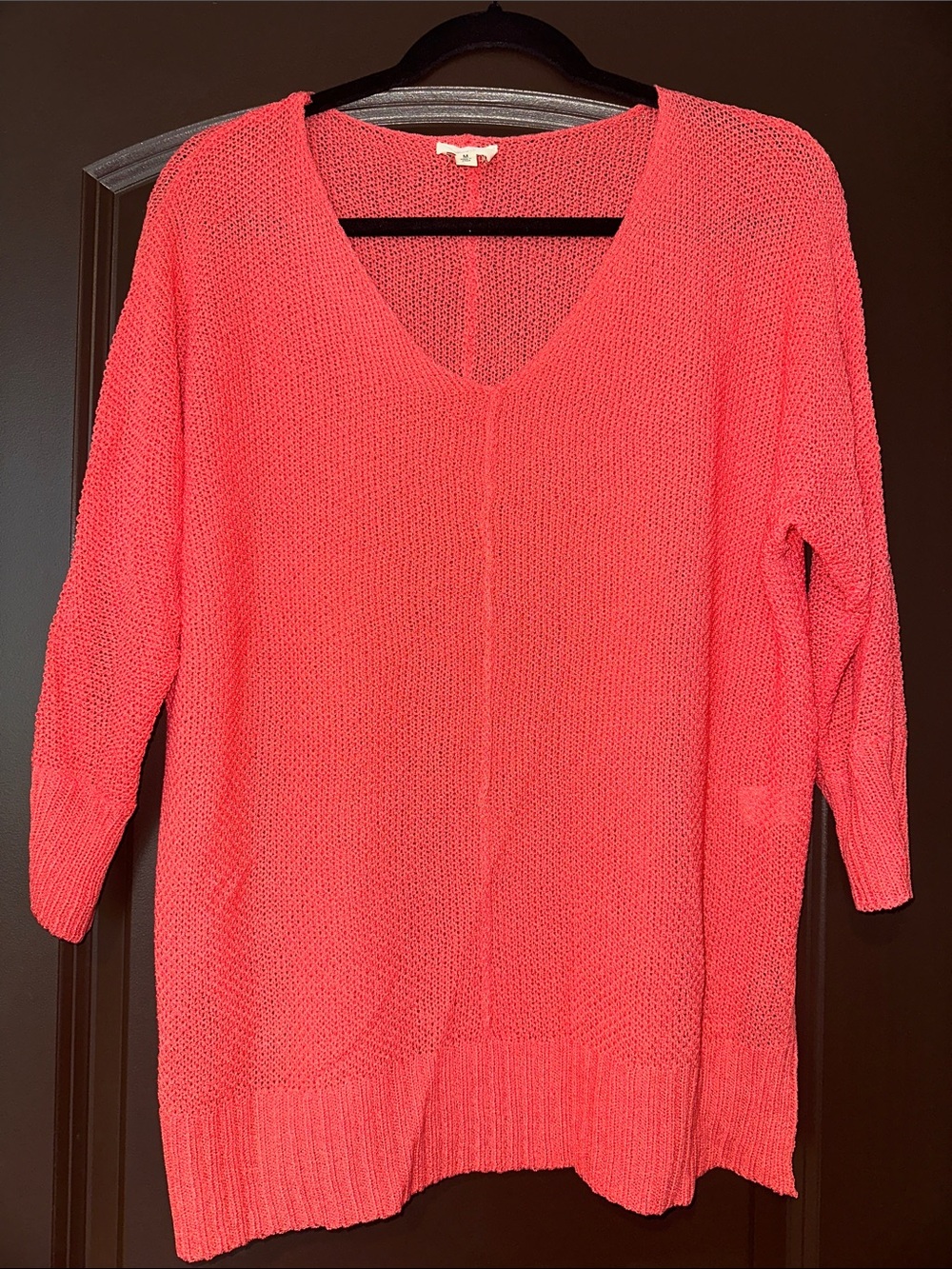 1.4.3. Story by Line Up Coral V-Neck Open Knit Sweater